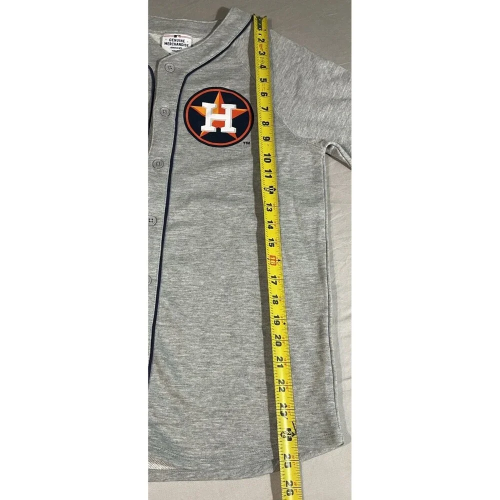 Houston Astros Gray Button-Up Jersey Tee - MLB Licensed Youth Medium
